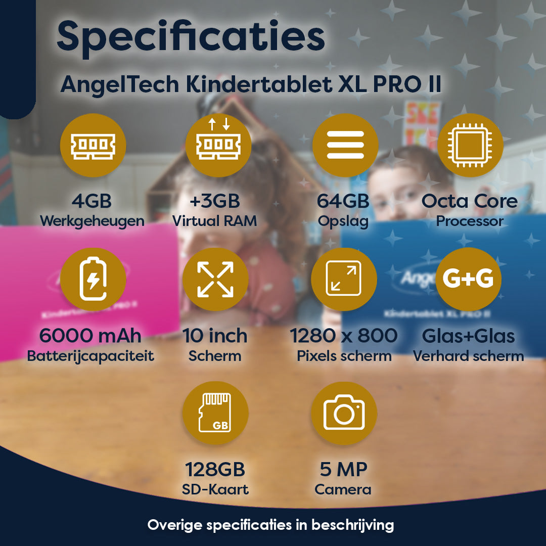 AngelTech OnderwegPakket XL PRO II - Kindertablet + Tablethouder