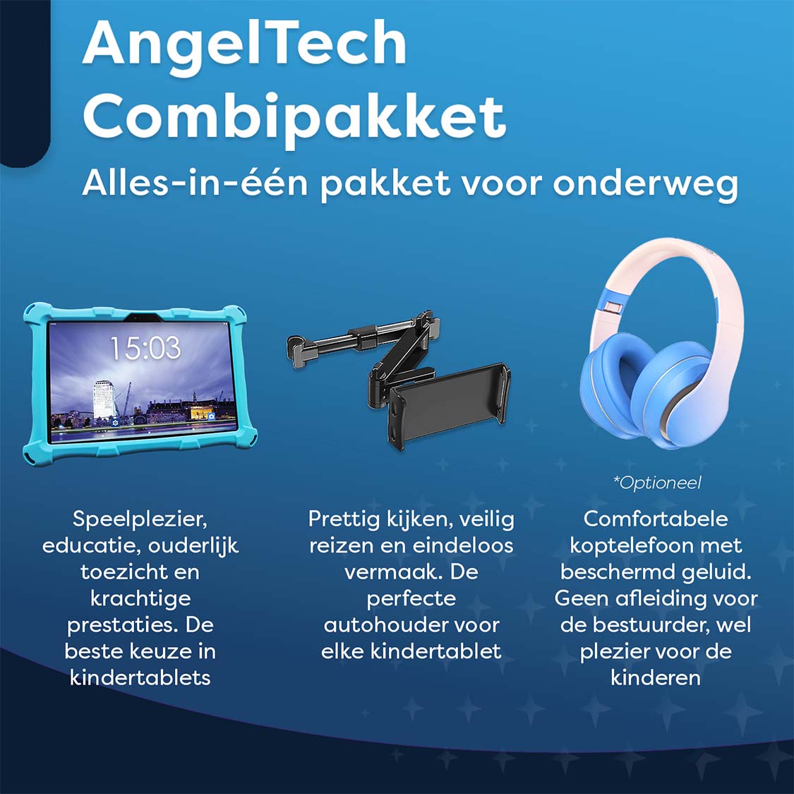 AngelTech OnderwegPakket XL - Kindertablet + Tablethouder