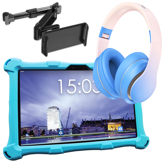 AngelTech Unterwegs-Paket XL – Kindertablet + Tablethalterung fürs Auto