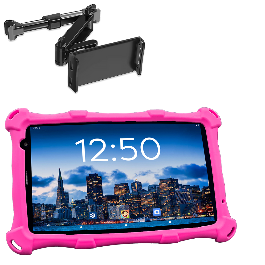 AngelTech Unterwegs-Paket PRO MAX – Kindertablet + Tablethalterung fürs Auto