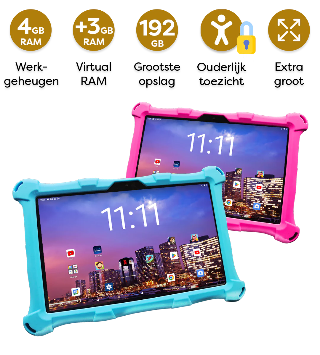 AngelTech OnderwegPakket XL PRO II - Kindertablet + Tablethouder