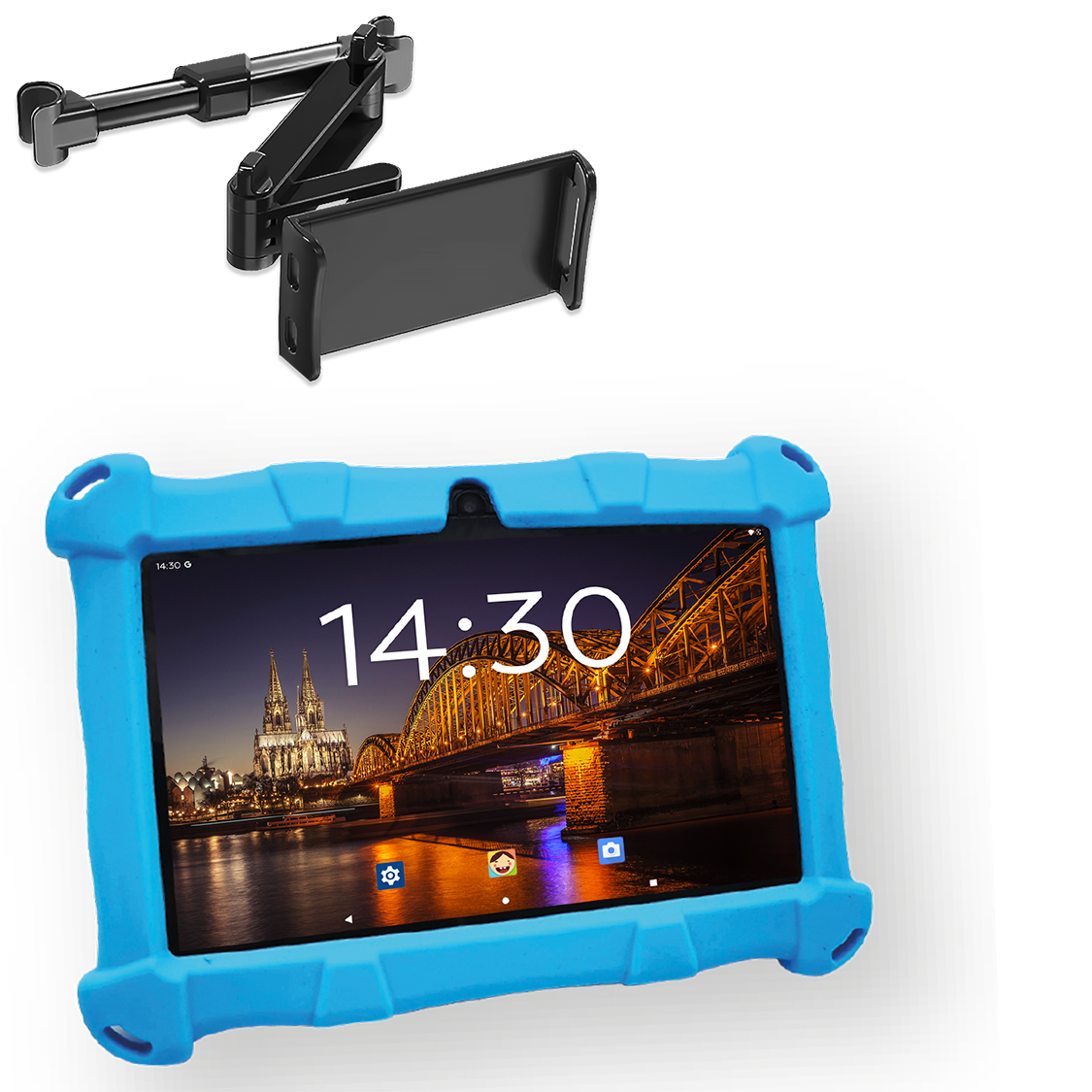 AngelTech Unterwegs-Paket SLIM – Kindertablet + Tablethalterung fürs Auto