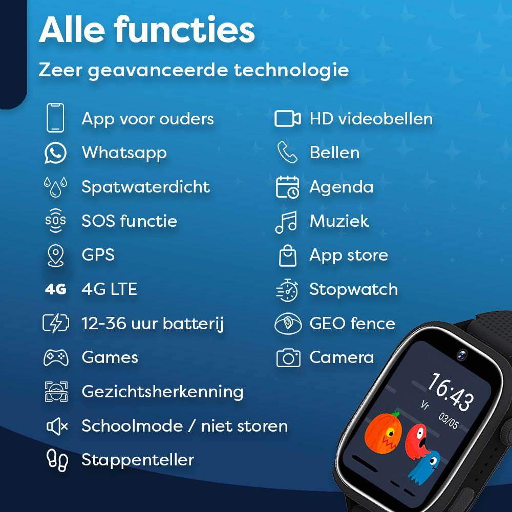 AngelTech Kinder SmartWatch Ultra Zwart