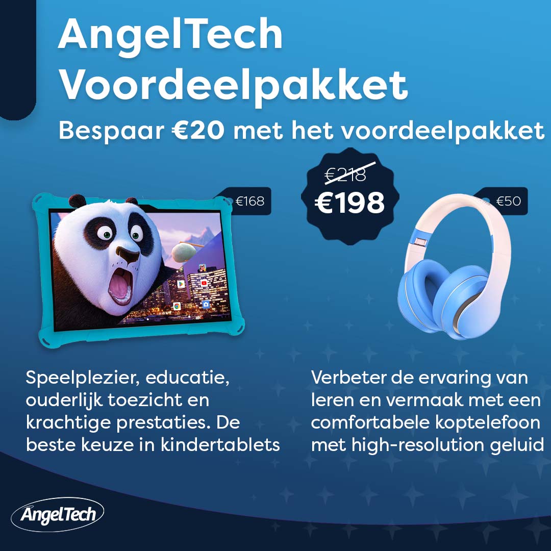 AngelTech Kinderpakket PRO II - Kindertablet + Kinderkoptelefoon