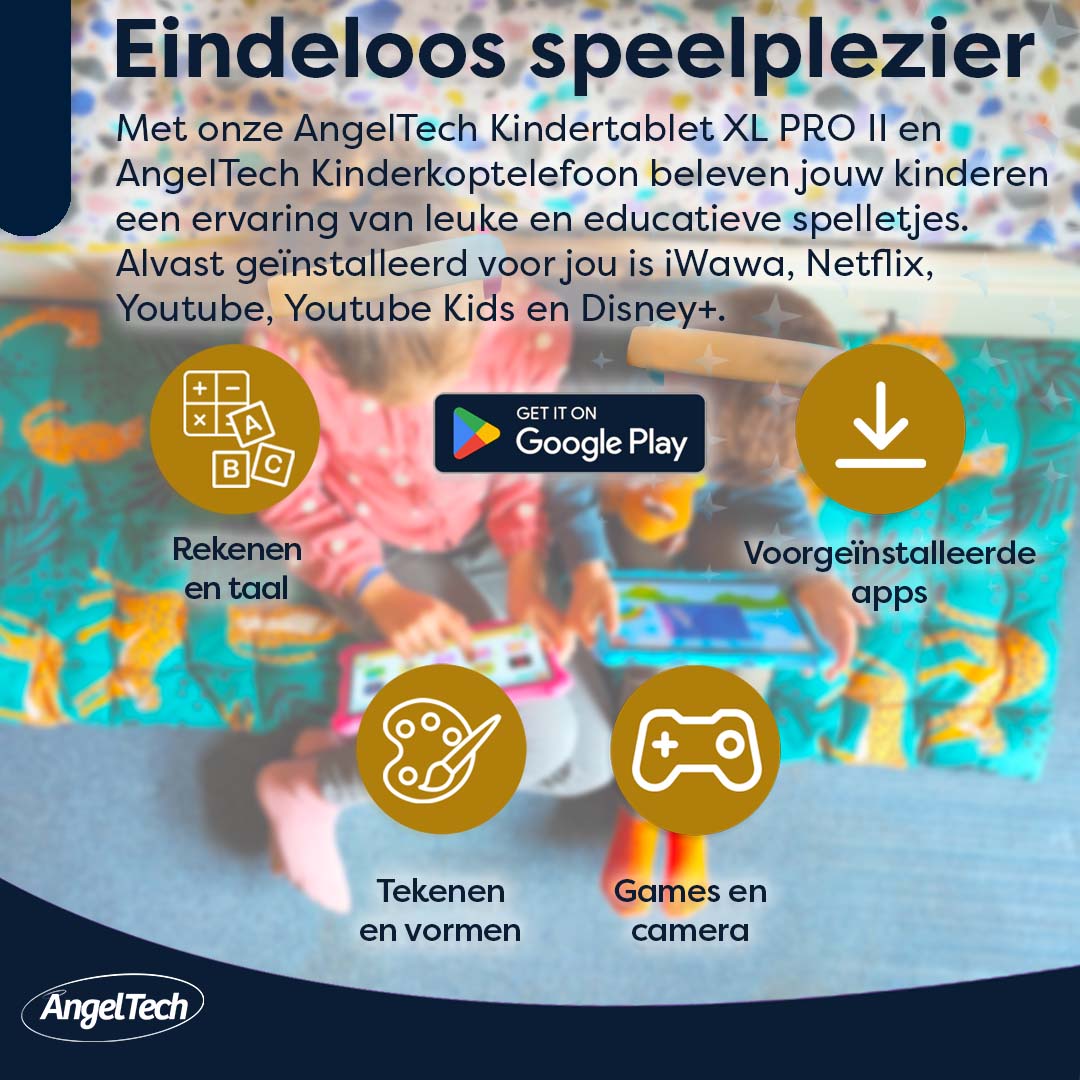 AngelTech Kinderpakket PRO II - Kindertablet + Kinderkoptelefoon