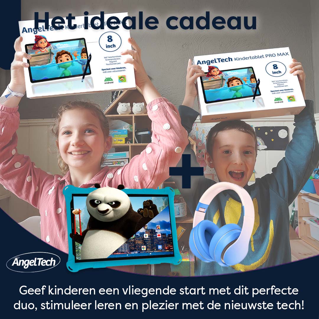 AngelTech Kinderpakket PRO MAX - Kindertablet + Kinderkoptelefoon