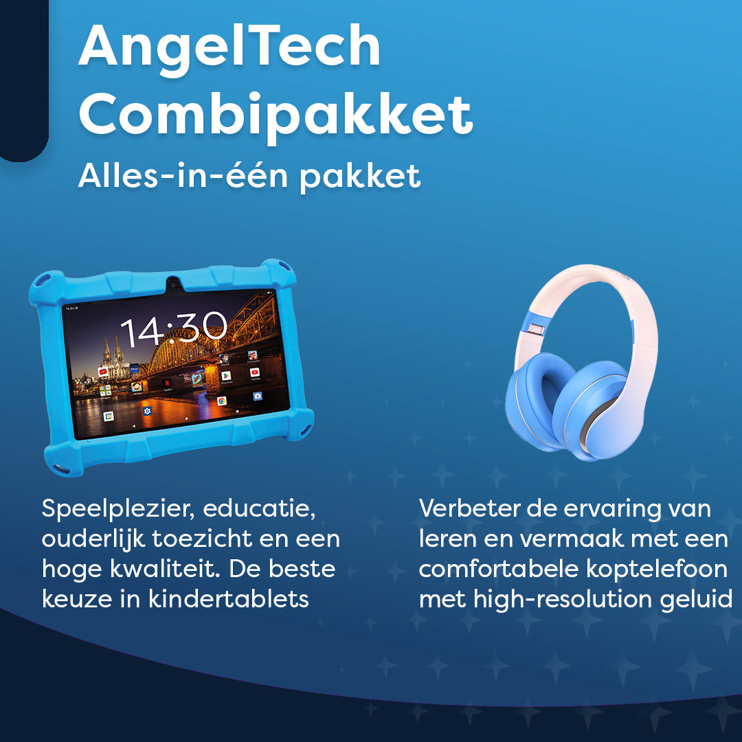 AngelTech Kinderpakket SLIM - Kindertablet + Kinderkoptelefoon