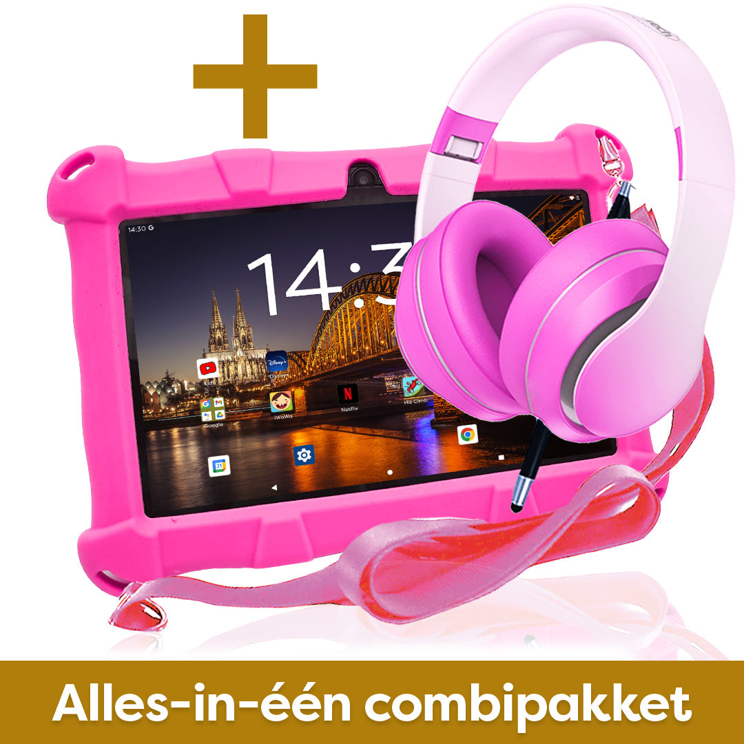 AngelTech Kinderpakket SLIM - Kindertablet + Kinderkoptelefoon