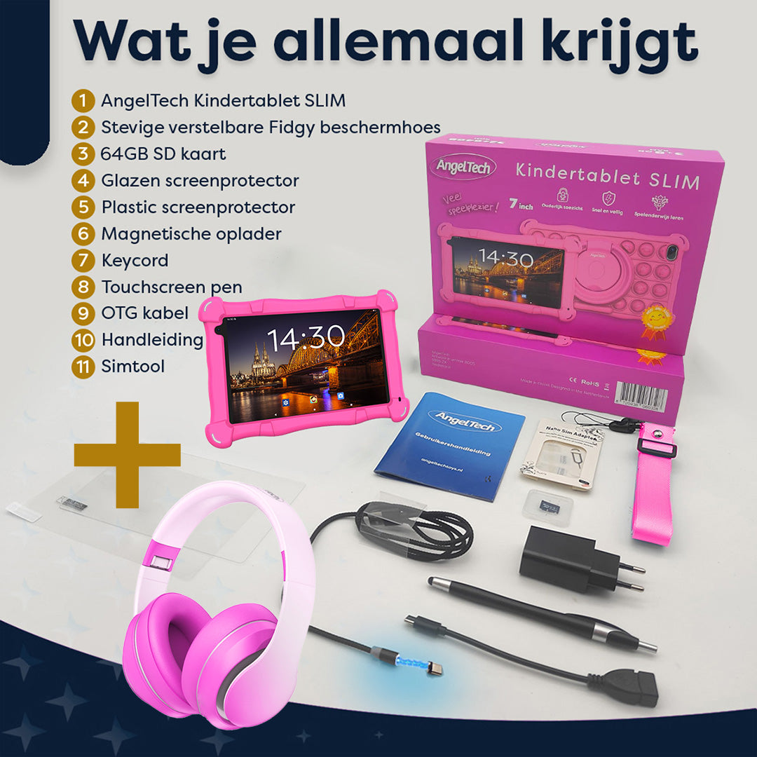 AngelTech Kinderpaket SLIM – Kindertablet + Kinderkopfhörer