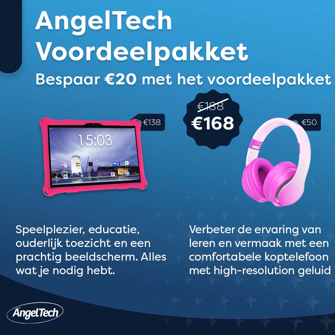 AngelTech Kinderpakket XL - Kindertablet + Kinderkoptelefoon