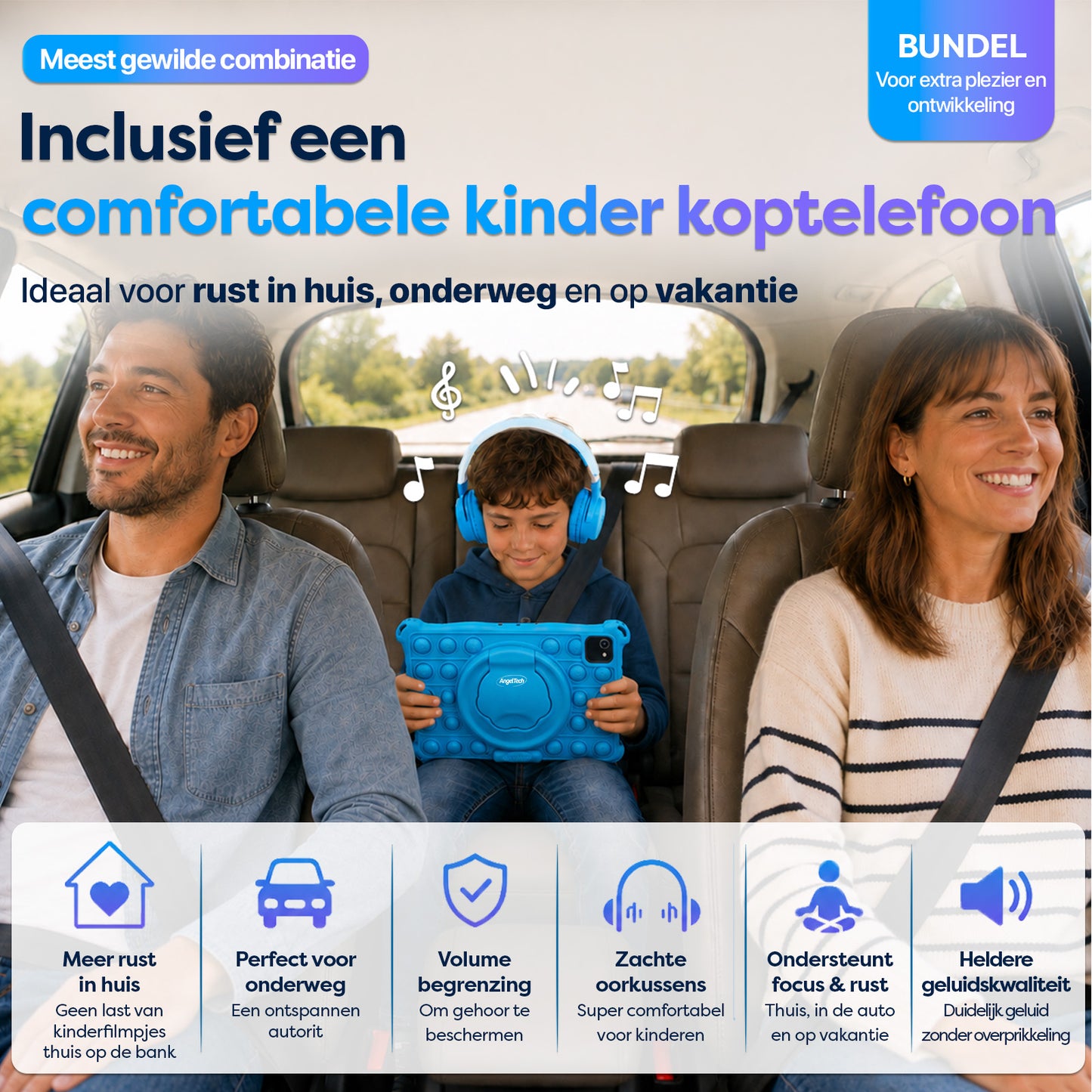 AngelTech Kinderpakket XL - Kindertablet + Kinderkoptelefoon