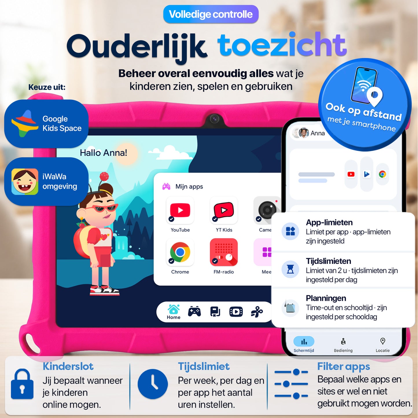 AngelTech Kinderpakket XL - Kindertablet + Kinderkoptelefoon