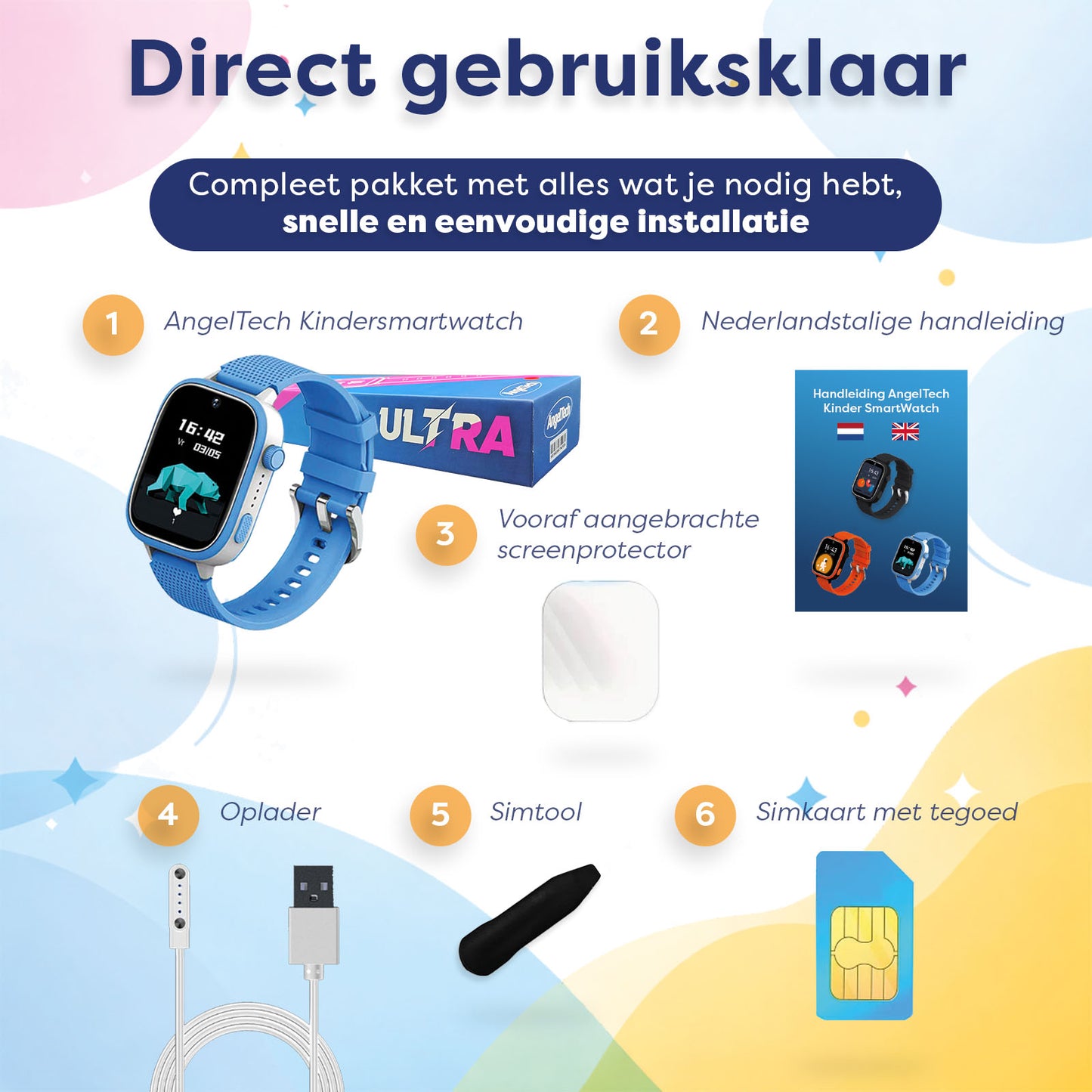 AngelTech Kinder SmartWatch Ultra Blauw