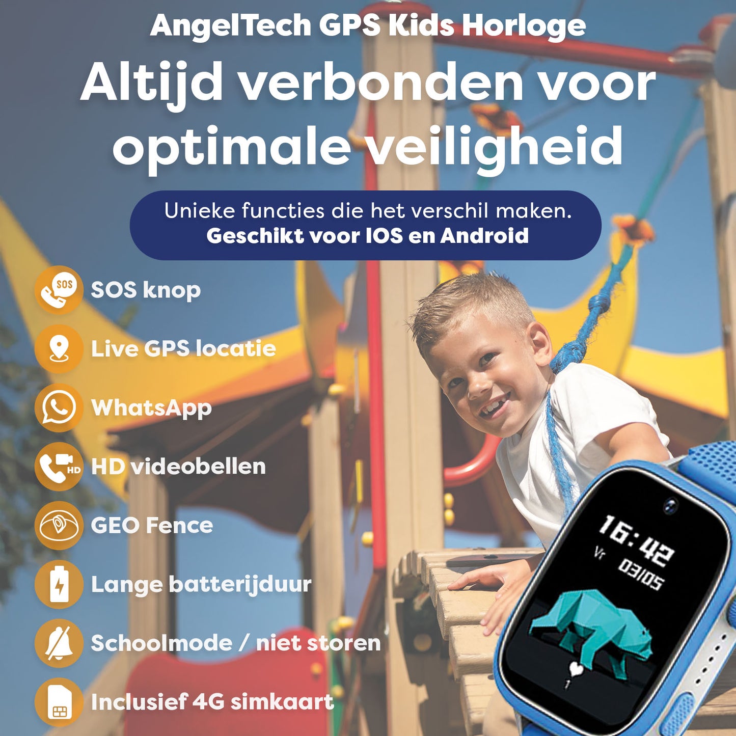 AngelTech Kinder SmartWatch Ultra Blauw