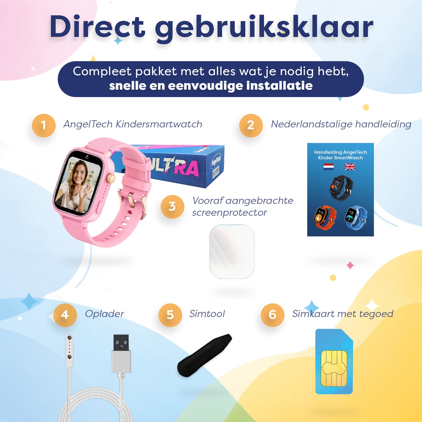 AngelTech Kinder-Smartwatch Ultra – Rosa