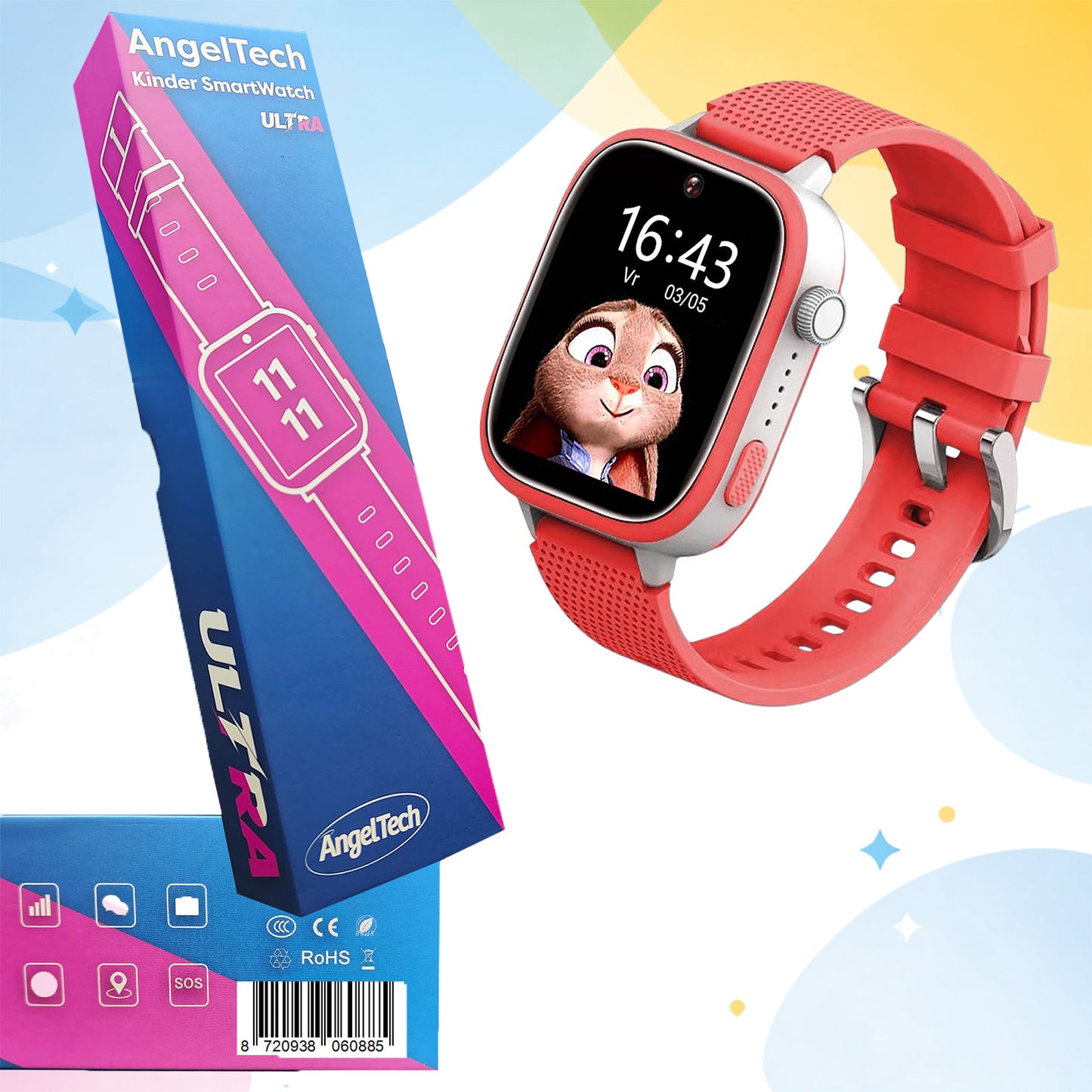 AngelTech Kinder-Smartwatch Ultra – Rosa