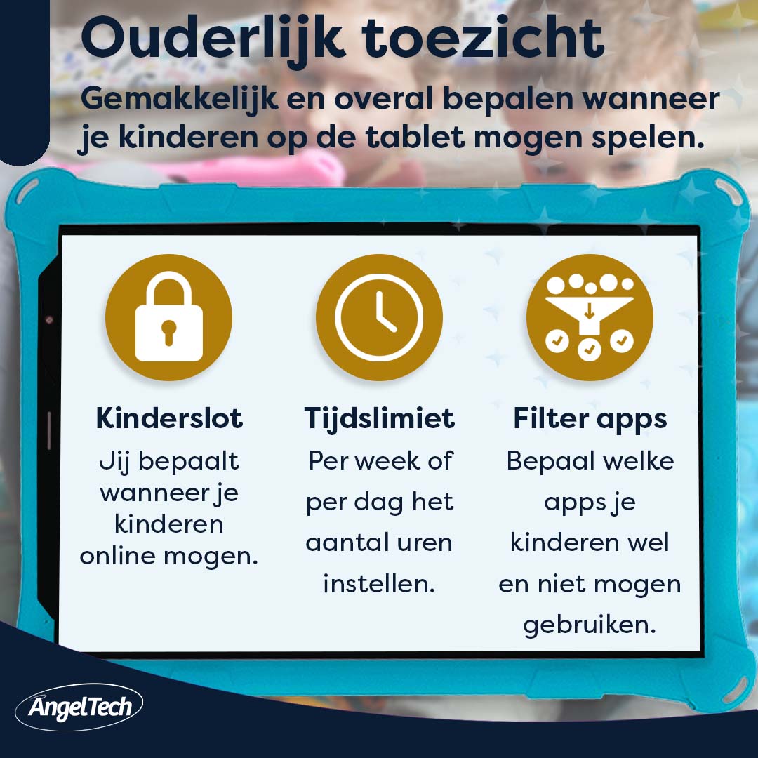 AngelTech Kindertablet PRO MAX Blauw 8 inch Inclusief 64GB SD-kaart