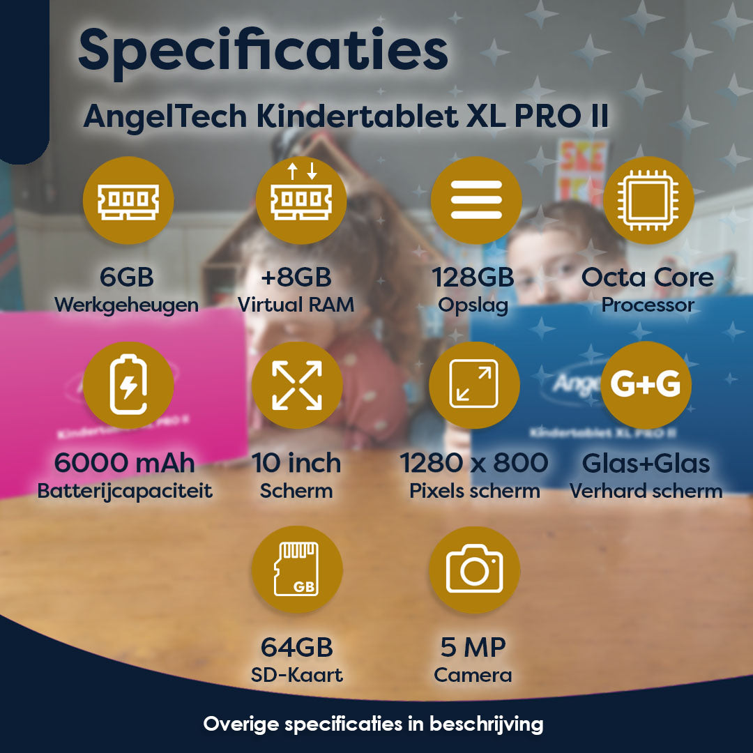 AngelTech Unterwegs-Paket XL PRO II – Kindertablet + Tablethalterung fürs Auto