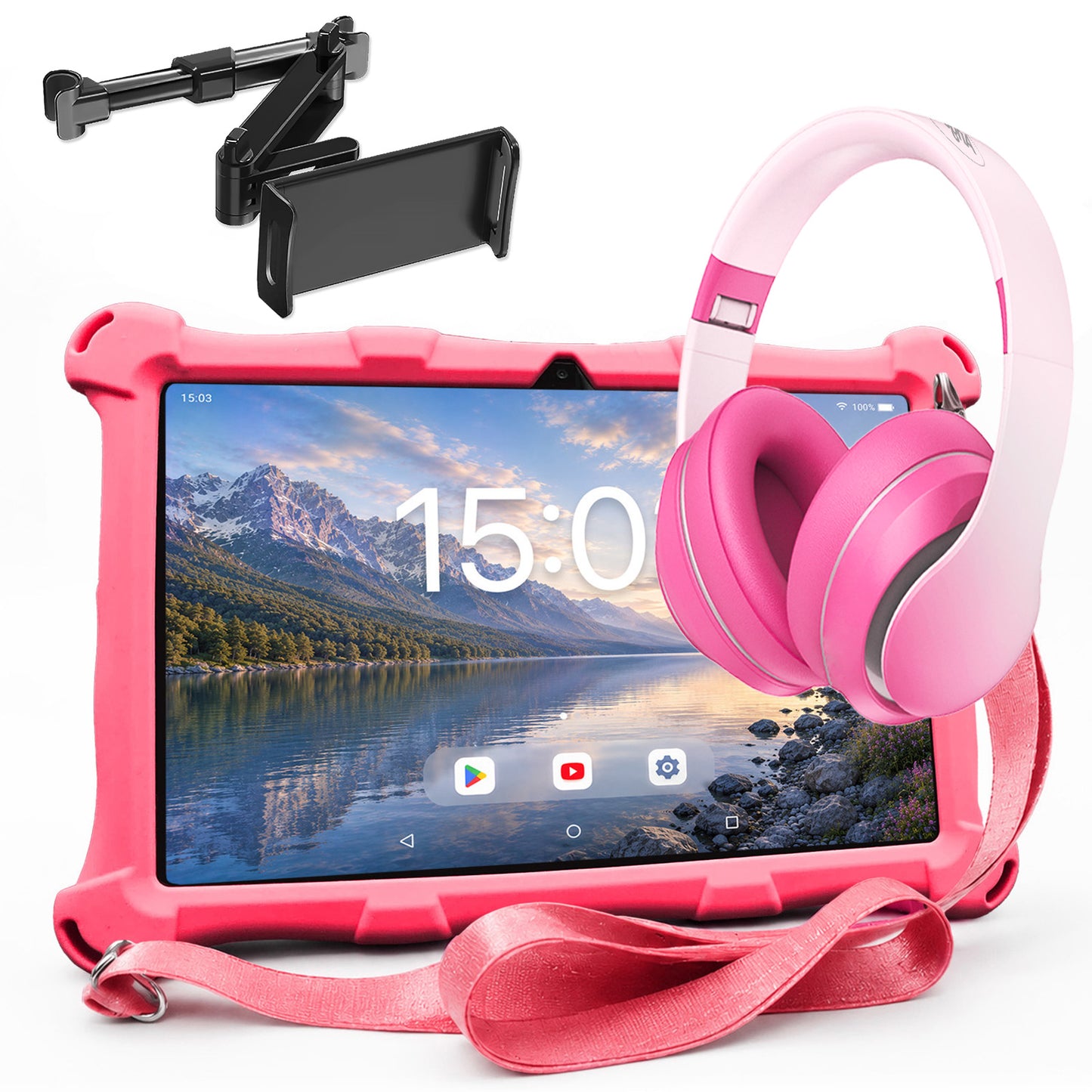 AngelTech OnderwegPakket XL - Kindertablet + Tablethouder