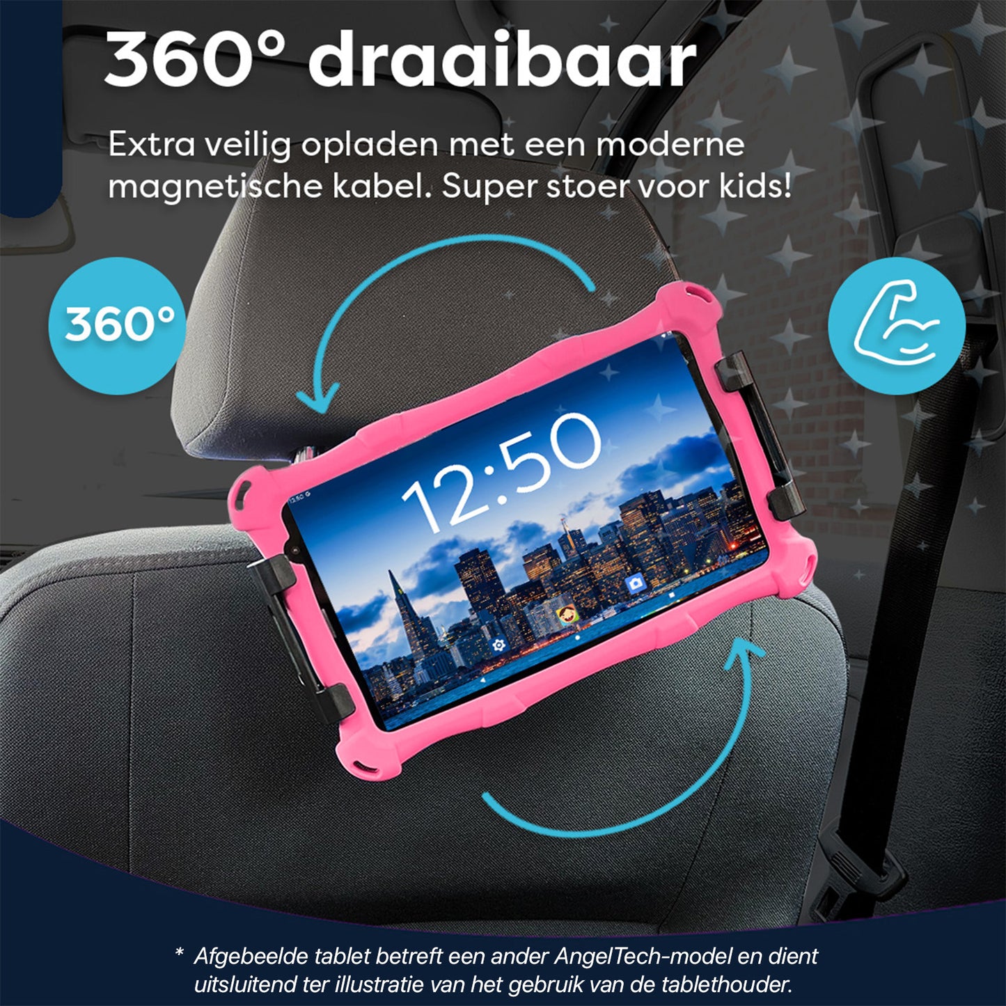 AngelTech OnderwegPakket XL - Kindertablet + Tablethouder