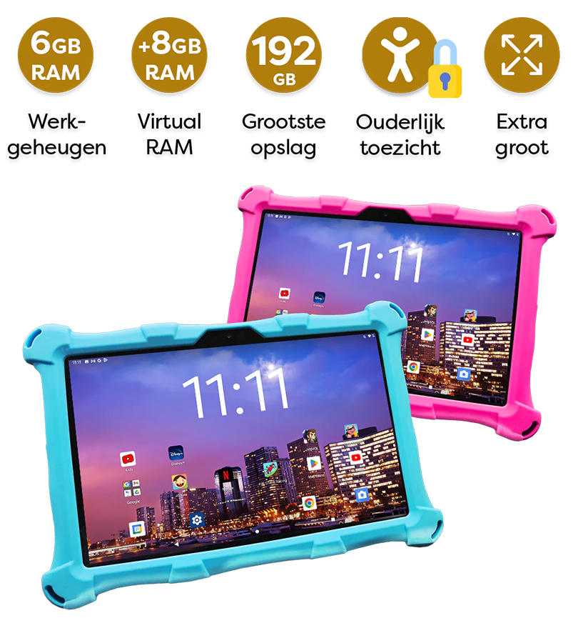 AngelTech Unterwegs-Paket XL PRO II – Kindertablet + Tablethalterung fürs Auto