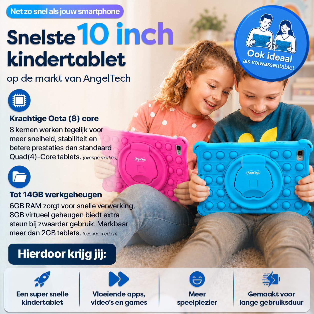 AngelTech Kinderpakket PRO II - Kindertablet + Kinderkoptelefoon