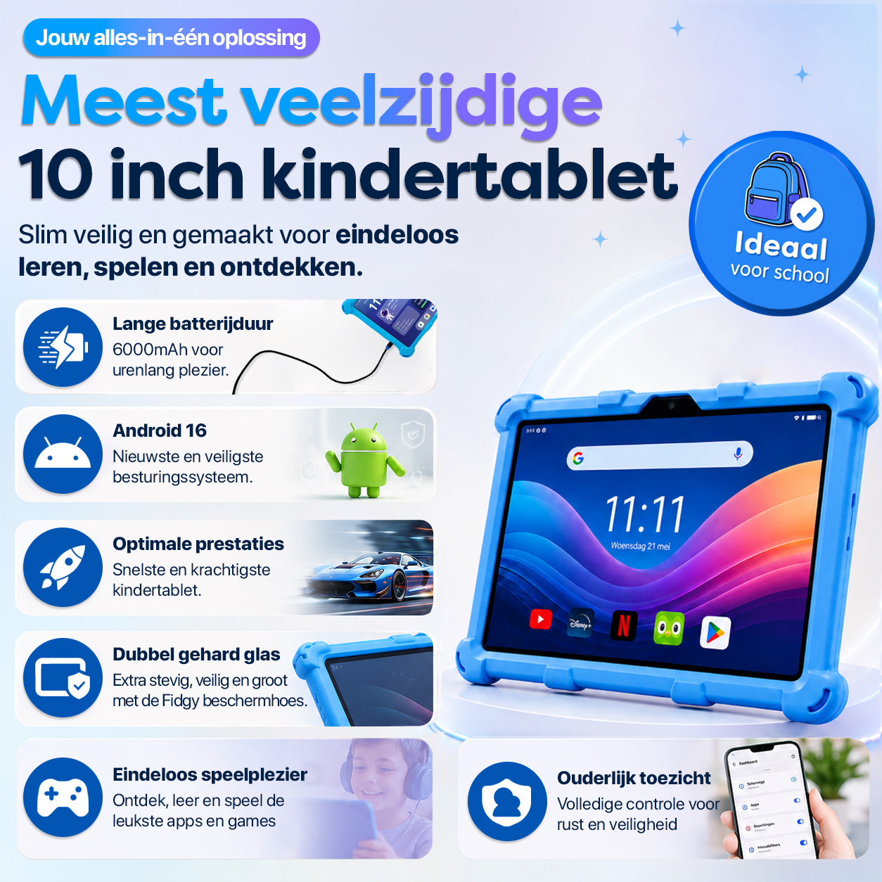 AngelTech Kinderpakket PRO II - Kindertablet + Kinderkoptelefoon