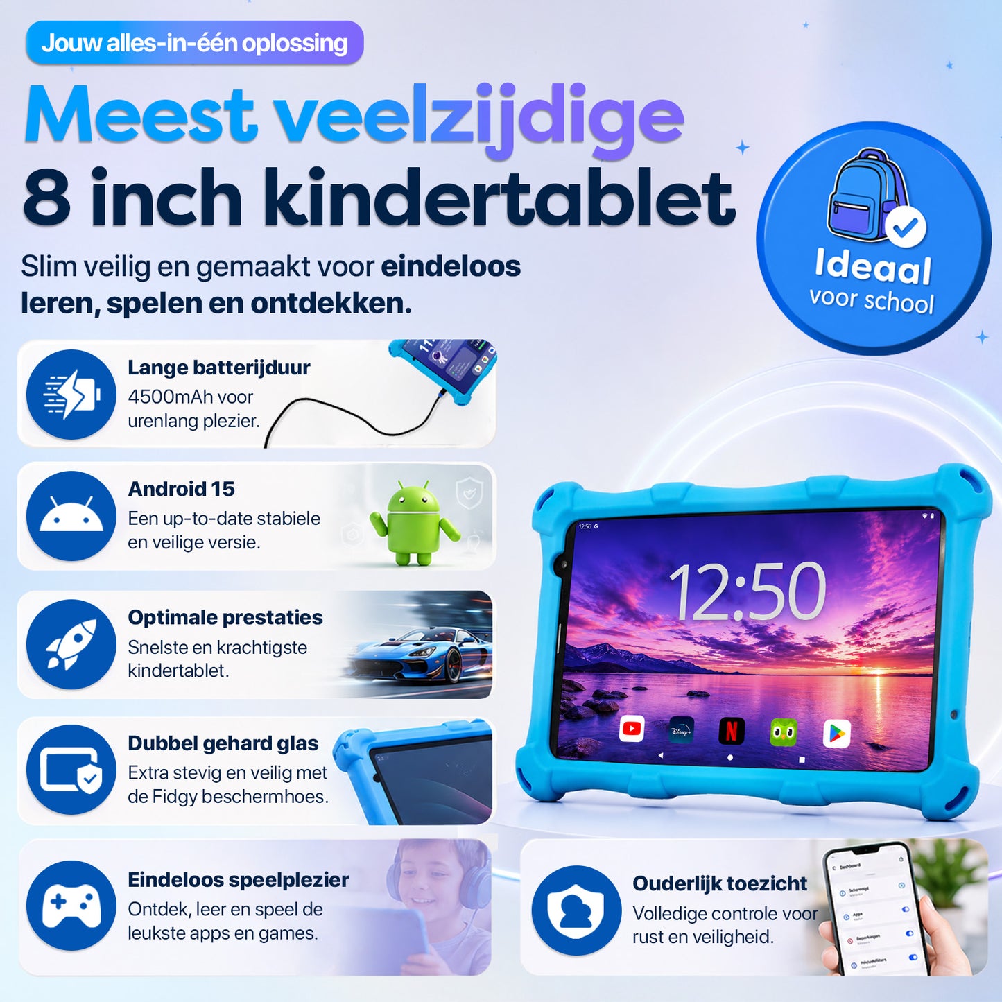 AngelTech Kinderpakket PRO MAX - Kindertablet + Kinderkoptelefoon