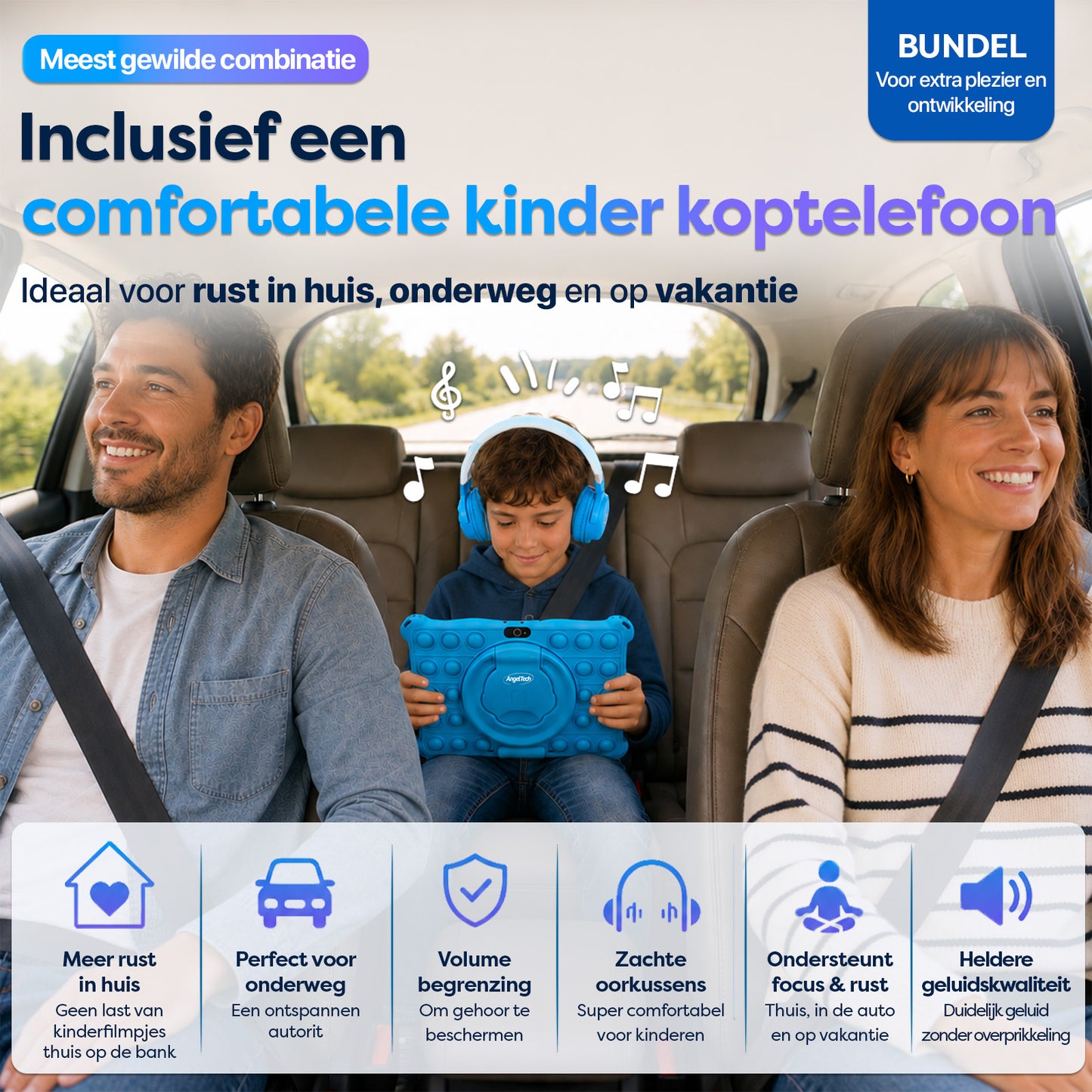 AngelTech Kinderpakket XL - Kindertablet + Kinderkoptelefoon